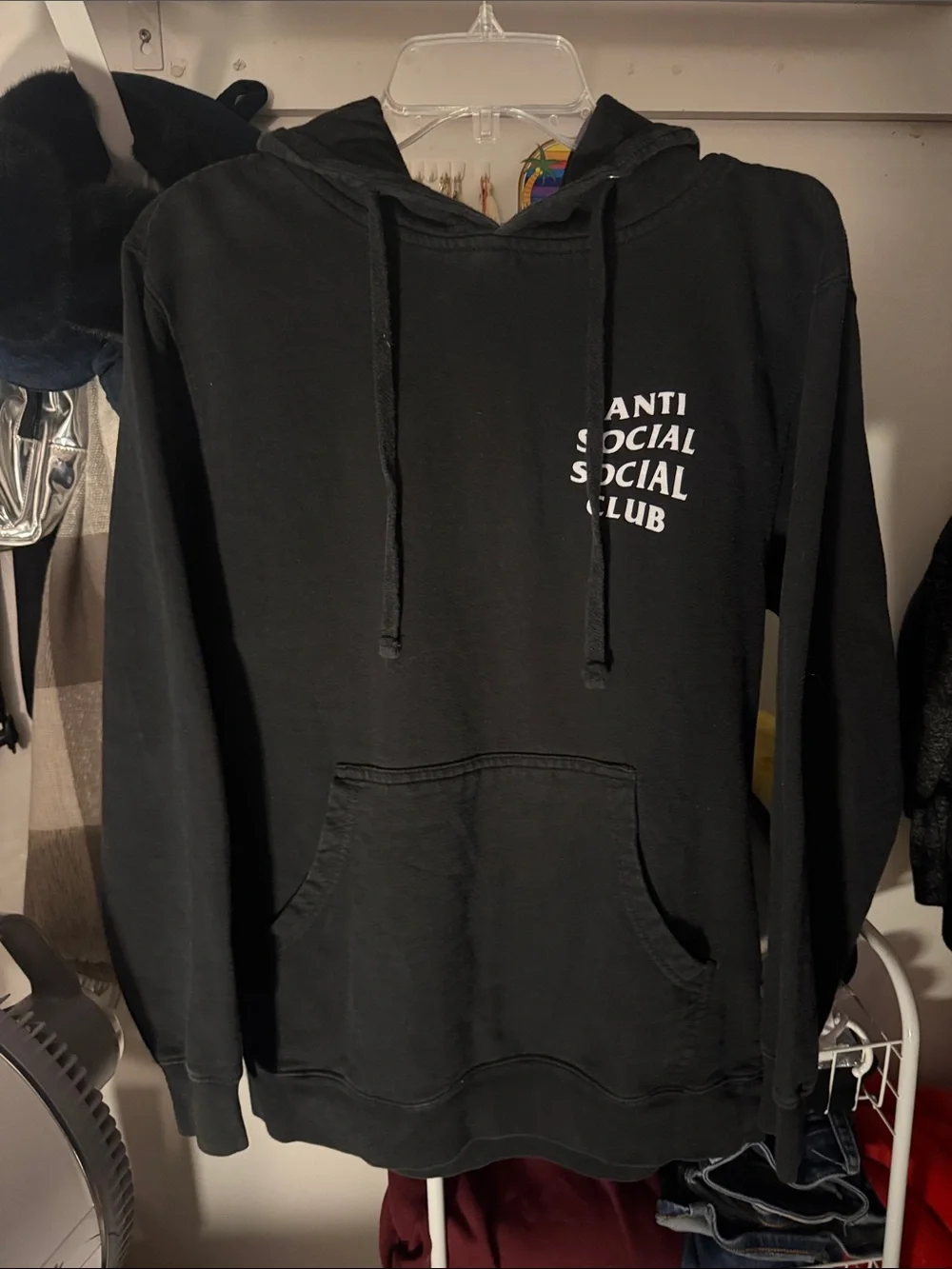 Anti Social Social Club Black Hoodie with White Back Logo